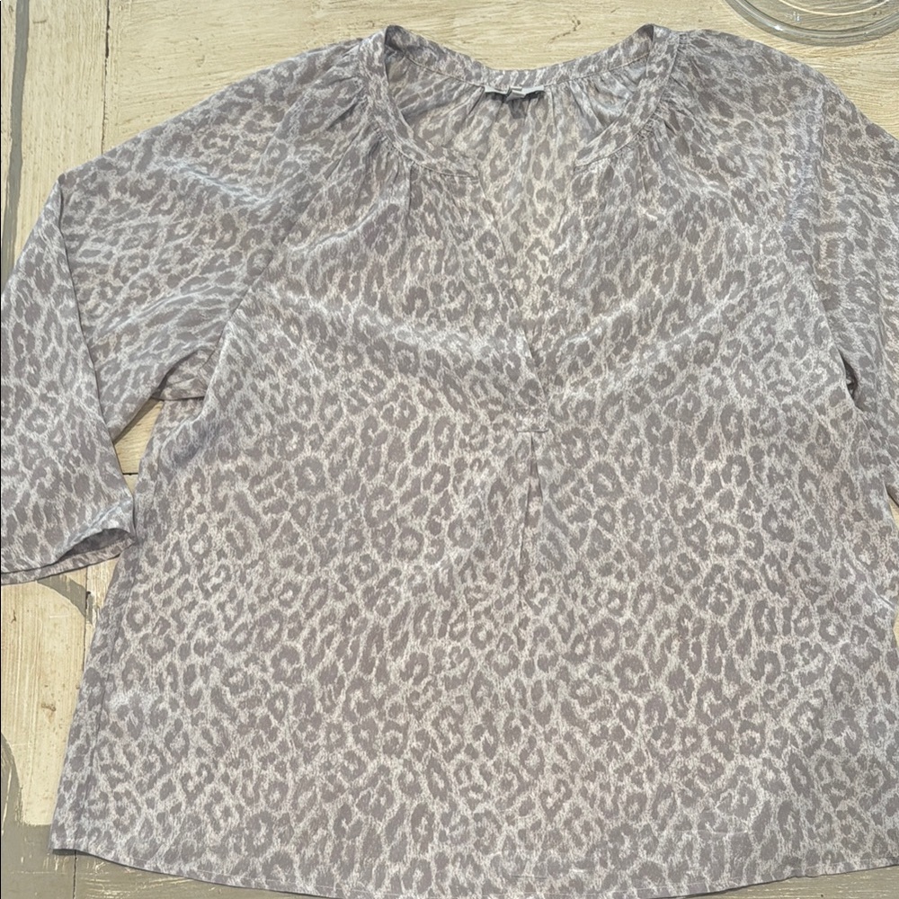 Joie Gray 3/4 Sleeve Relaxed Blouse with Graphic Print